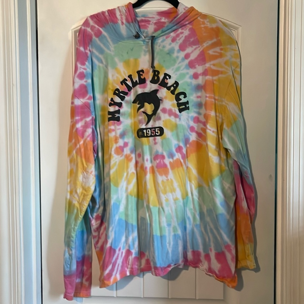 Tie-Dye long sleeve hooded T-shirt
